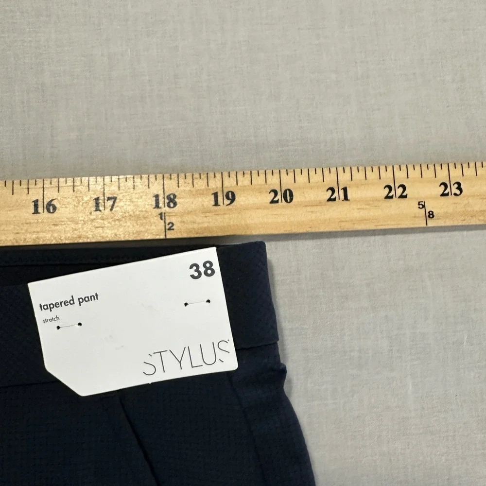 Stylus Men's 38 Tapered Pant Moonless Night Navy Blue Stretch Textured NEW